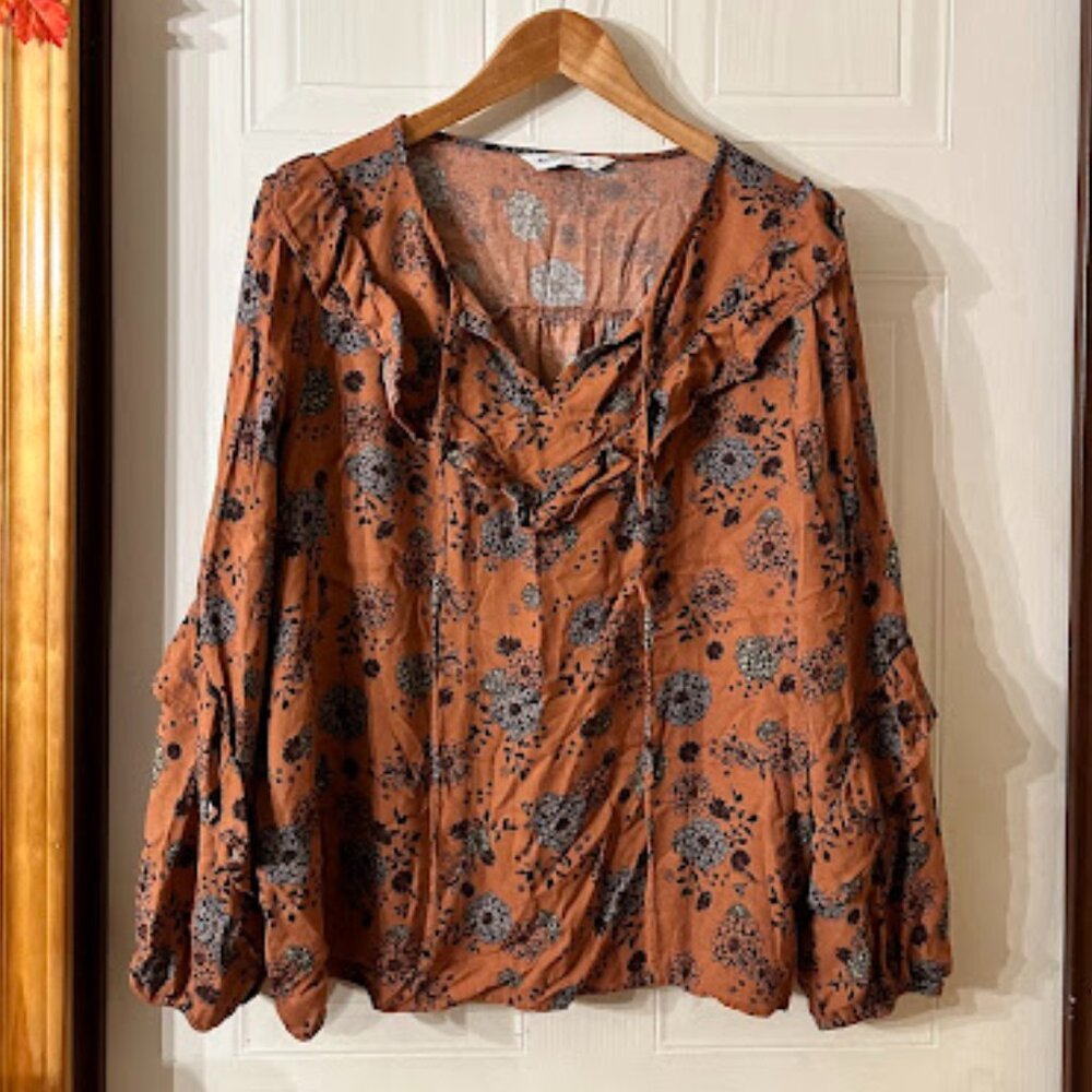 {Plus Size} Sonoma Ruffled Blouse~ Size XXL~ Long-Sleeves (B15)
